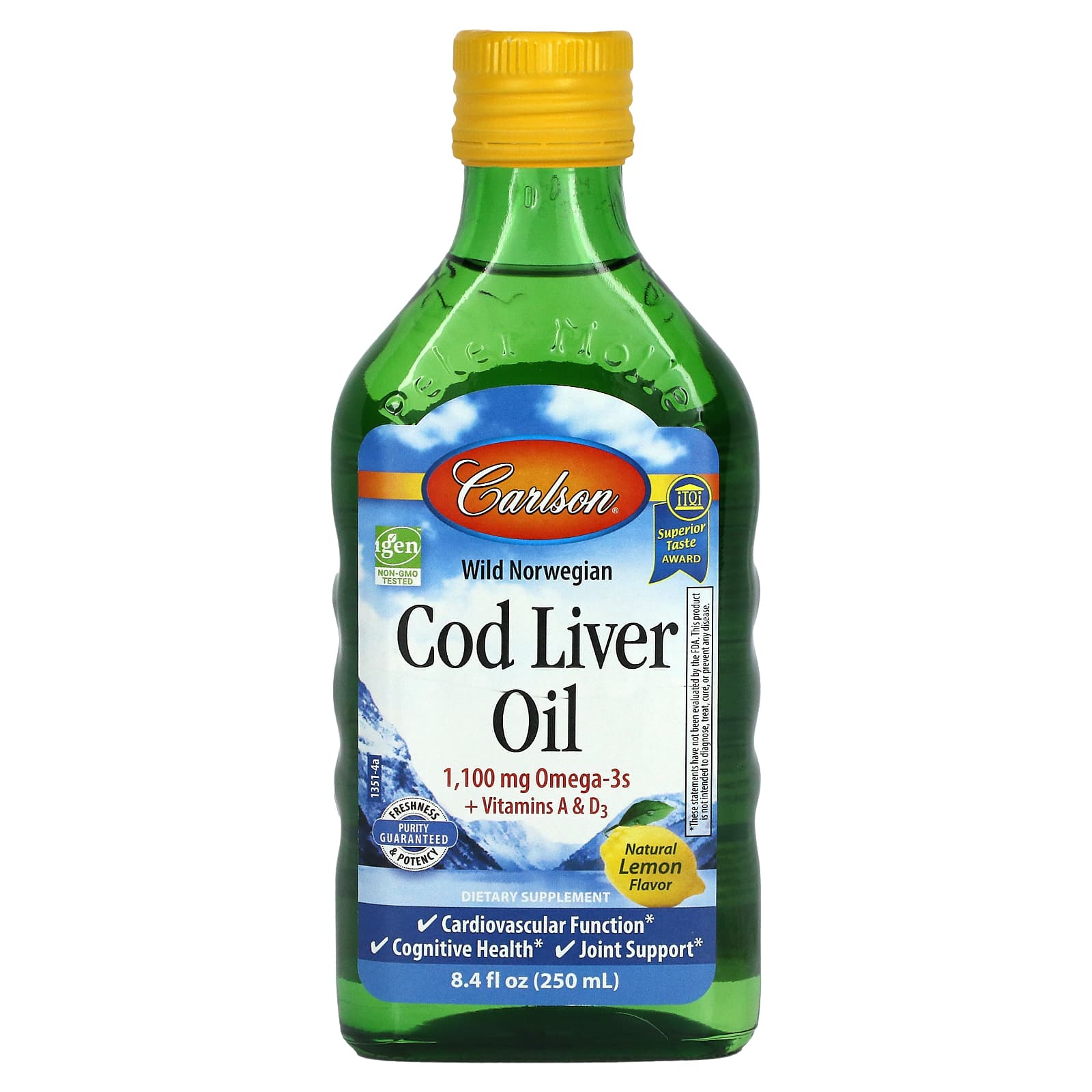 Carlson Labs Norwegian Cod Liver Oil, Lemon, 250 Ml